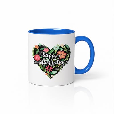 Happy Mother's Day Hart Patroon Keramische Mok Blauw/Wit - Decoratief Moederdag Cadeau
