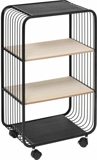 5Five Opbergrekje 3 laags met planken - metaal/hout - 43 x 28 x 74 cm - op wielen - meubels - trolley - kastje