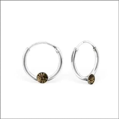 Aramat Jewels | Oorringen | Zilveren Kinder Oorringen met Kristallen – 12mm 925 Zilver | Bruin | |12mm | Zilver | Kinderen, Volwassenen | Verkleurd niet
