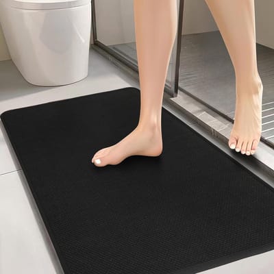 Badmat - Badkamertapijt - Snel Drogen - Antislip Onderkant - 96 x 61 cm - Zwart