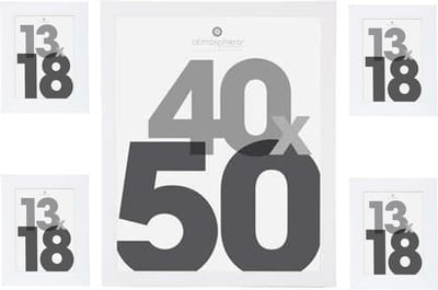 Atmosphera Fotolijstjes set Olympus - 5x stuks - wit frame - Kunststof/glas - in 2 formaten - 40x50 cm en 13x18 cm