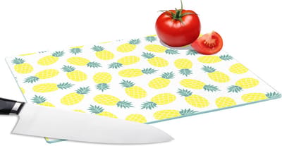Glazen Snijplank - 28x20 - Zomer - Tropisch - Design - Ananas - Snijplanken Glas