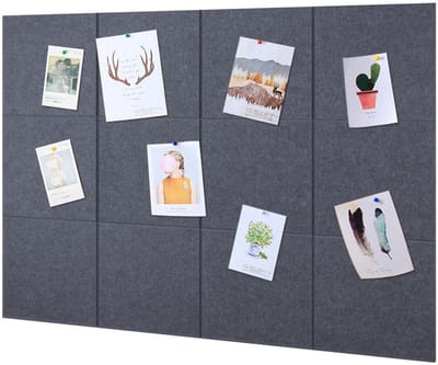 Dailygoods- Prikbord Groot - Viltpanelen 30 x 30 cm - 12 Stuks - Akoestisch - 90 Punaises - 60 Plaktabs - 0,9 cm Dik - Wandpaneel
