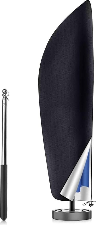 Waterdichte Parasolhoes UV-bescherming 210D Oxford-weefsel - Zwarte Beschermhoes met Ritssluiting - 280 x 30/81/45 cm - Voor Parasol 2-3m .