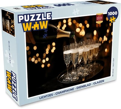 Puzzel Lichtjes - Champagne - Dienblad - Glazen - Legpuzzel - Puzzel 1000 stukjes volwassenen