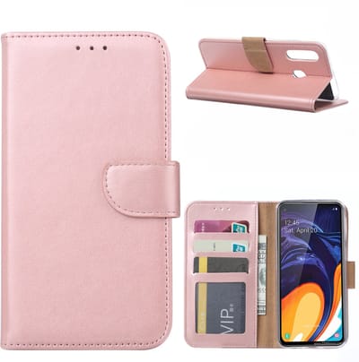 Ntech Hoesje Geschikt Voor Samsung Galaxy A60 Portemonnee Hoesje / Book Case - Rose Goud