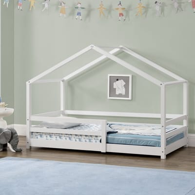 Kinderbed Knätten huisbed met uitvalbeveiliging 70x140 wit