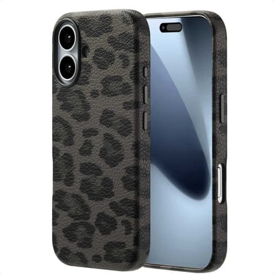 Selencia Hoesje - Geschikt voor Apple iPhone 17 - Sabi Backcover panterprint geschikt voor MagSafe - Midnight Black