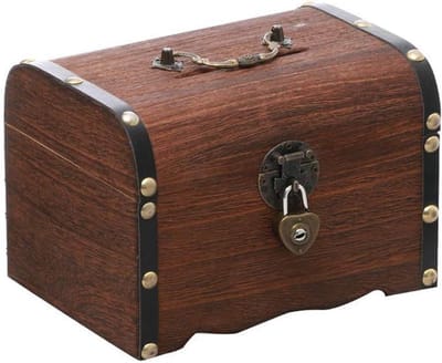 Houten Spaarpot - Muntgeld Opbergkoffer - Geld Besparen - Met Sluitbare Klep - 14x15x20 cm - Bruin