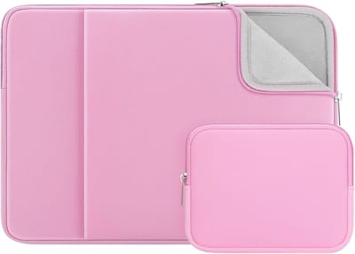 Laptop Sleeve voor 15.6 Inch Notebook - Beschermhoes met Voorvak en Accessoirevak - Geschikt voor Ultrabook en Chromebook (Roze, Geüpdatete Versie)