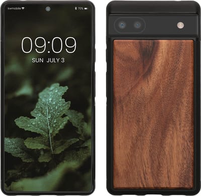 kwmobile telefoonhoesje geschikt voor Google Pixel 6a - Hoesje met bumper in vintage bruin / bruin - Backcover - hout