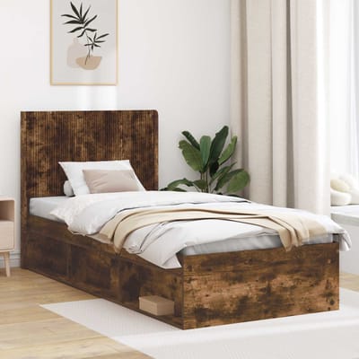 vidaXL - Hoofdbord - Gerookt - eiken - Bewerkt - hout