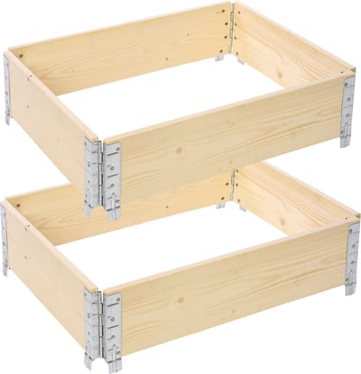 Garronda Kweekbak Palletrand 2-Pack 80x60x20 cm - Natuurlijk - Bloemen - Kruiden - Palletframe - Natuurlijke Verhoogde Bloembedden - GD-BUD-PAL