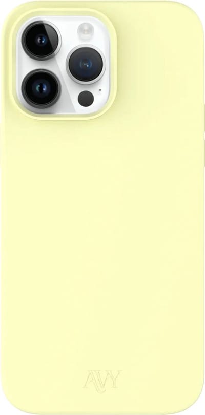 AVY Hoesje geschikt voor Apple iPhone 14 Pro | Compatibel met MagSafe | Back Cover | Liquid Silicone | Comfortabel in de Hand | Butter Yellow