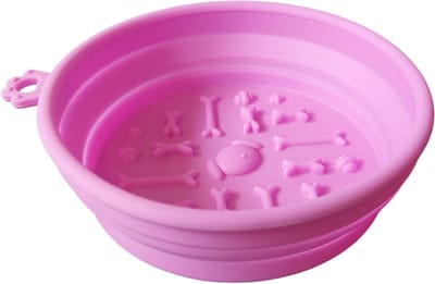 Rieba® - Opvouwbare Drinkbak/Voerbak - Waterbak Kat en Hond - Siliconen Drinkbak - Reizen - Onderweg - Opvouwbare Voerbak - Waterbak - Opvouwbaar Drinkbakje - Reisvoerbak - 500 ML - Roze