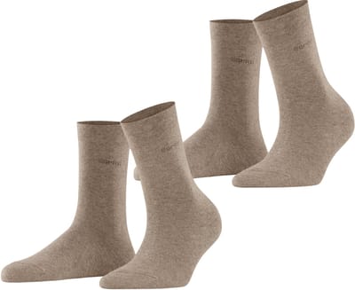 Esprit Basic Easy 2-Pack drukvrije comfort tailleband katoen multipack sokken dames bruin - maat 35-38
