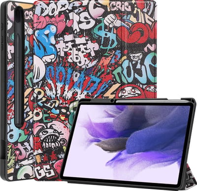 Hoes - Geschikt voor Samsung Galaxy Tab S7 FE - Dun & Stevig - Trifold Bookcase - Hard Cover Case - Met Uitsparing Geschikt voor S Pen - Hardcover Book - Tablet Hoesje - Graffity