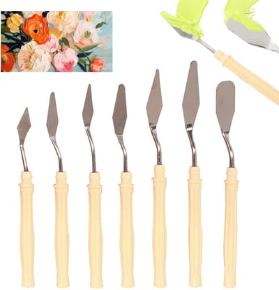 Spatel, acrylschilderspatel, structuurpasta, canvas, olieverf, set met palletmessen voor kunstenaars, olieverfschilderij, kunststof handvat