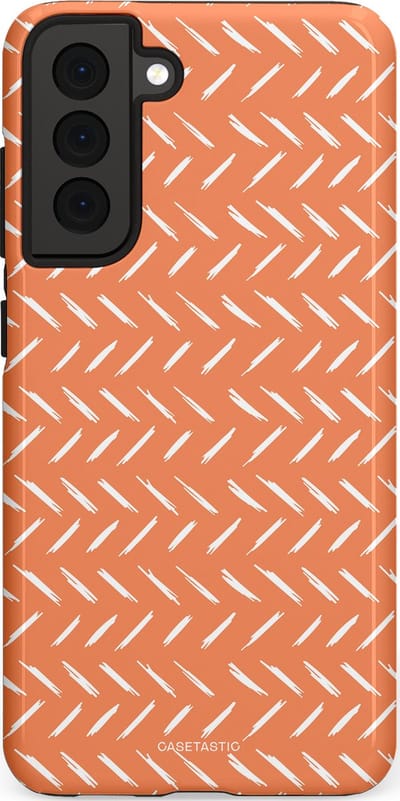Casetastic hoesje geschikt voor Samsung Galaxy S21 FE 5G - Dubbellaagse bescherming - Oranje Witte Nederland Cross Patroon - Fashion Case - Terracotta Zand