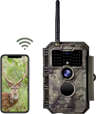 Wildlife Camera 24MP 1296P met Draadloze Nachtzicht 23m 2.4 Inch Scherm IP66 Waterdicht & 0.3s Activatiesnelheid voor Dierenobservatie"