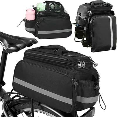 Famanu - Fiets-bagagedragertas, 10-20 liter, multifunctionele bagagetas voor achterop, waterdicht, tas met regenbescherming, reflecterend, opvouwbare zijvakken, snel afneembaar