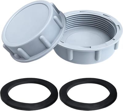 Set van 2 plastic einddoppen met interne schroefdraad en lekvrije afsluiting voor afvoerbuizen in wasmachines, keukens en badkamers (45 mm)