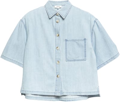 Korte spijkerblouse met V-hals en borstzak voor vrouwen s.Oliver