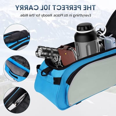 Waterdichte Fietstas 3-in-1 10L Groot voor Bagagedrager met Reflecterende Strepen voor Mountainbike en Elektrische Fietsen, Ideaal voor Outdoor Reizen en Sportactiviteiten