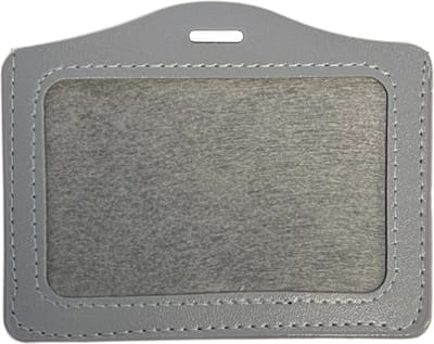 Fako Bijoux - Badgehouder - Badge Houder - PU Leder - Kunstleer - Horizontaal - 78x102mm - Grijs