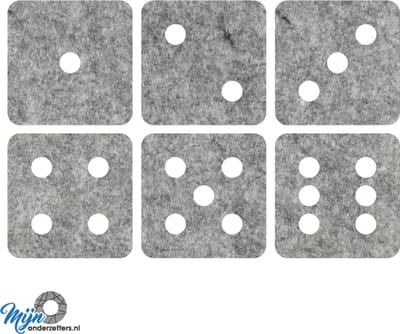 Dobbelsteen vilt onderzetter - gemeleerd grijs - 6 stuks - 10 x 10 cm - Tafeldecoratie - Glas onderzetter - Cadeau - Woondecoratie - Tafelbescherming - Onderzetters voor glazen - Keukenbenodigdheden - Woonaccessoires - Tafelaccessoires