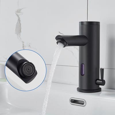 Lonheo max Sensor Wastafelkraan Zwart - Automatische Infrarood Wastafelkraan - Non-Contact Infrarood Spoelkraan - Houdt 3 minuten water vast