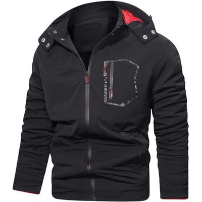 Stedelijke Heren Herfst/winter Nieuwe Mode Merk Jas met Capuchon Heren Casual Jas Slim Effen Kleur Jas Heren 4XL black