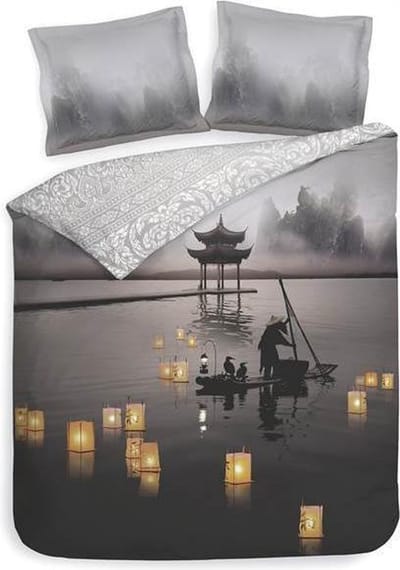 Heckett & Lane Atami - Dekbedovertrek - Eenpersoons - 140x200/220 cm + 1 kussensloop 60x70 cm - Night Grey