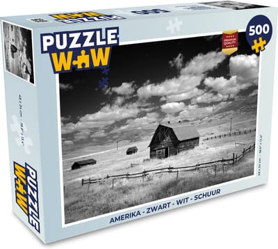Puzzel Amerika - Zwart - Wit - Schuur - Legpuzzel - Puzzel 500 stukjes