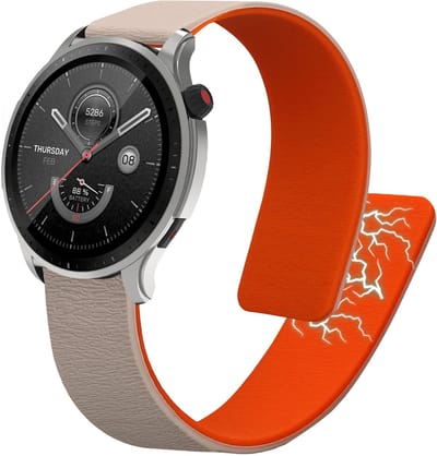 kwmobile sporthorloge band geschikt voor 22mm Amazfit Bip 6 / Bip 5 Unity / Bip 5 / GTS 3 / Balance 2 / Helio Strap bandje - Smartwatch of activity tracker polsband - Met magneetsluiting - In beige / oranje