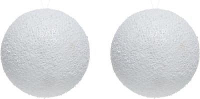 Decoris Grote sneeuw kerstbal - 2x - D14 cm - kunststof - Sneeuwdecoratie - sneeuwbal - winterse sfeer