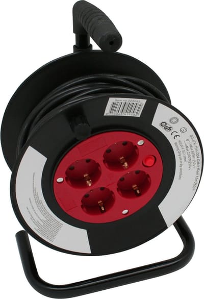 Benson Kabelhaspel/kabelbox - 15 meter snoer - 4x stopcontacten geaard - 2300 Watt/230V