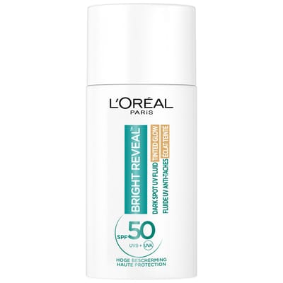 L'Oréal Paris Bright Reveal Daily UV Fluid Tinted Glow met SPF 50+ - daycream - voor een stralende egale teint - vermindert en corrigeert pigmentvlekken - 50ml