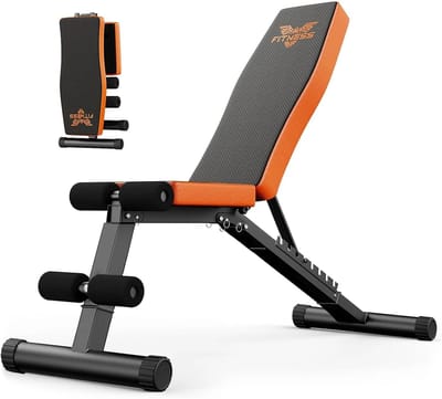 D&A Fitnessbank - Fitness - Halterbank - Halterbanken - Verstelbaar - Opvouwbaar - Bench press - 134 x 111 x 38cm - Zwart - Oranje