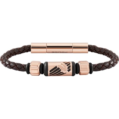 Police Heren-Armband Leder One Size Bruin 32017141