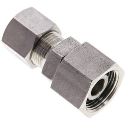 10S & 14S RVS Rechte Knelfitting Draaidoorvoer 400bar FKM O-ring en Afdichtconus ISO 8434-1