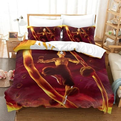 Avatar de laatste luchtmeester Beddengoedset Eenpersoons Twijfelaar Volledig Queen King Size Bedset Aldult Kind Slaapkamer 3D Print Anime Laken 70x133cm 2pcs black