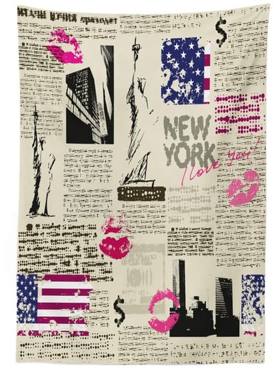 ABAKUHAUS Tafelkleed NYC Krantenprint – 140x200 cm – Meerdere kleuren