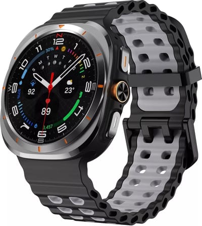 Strap-it Sport siliconen Wave bandje - geschikt voor de Samsung Galaxy Watch Ultra 2 (2026) / Ultra (2024/2025) - zwart/grijs