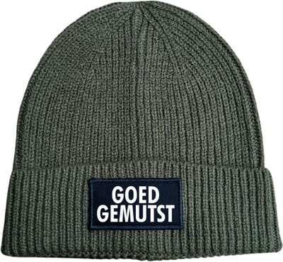 Goed gemutst wintermuts rib gebreid military green | wit - soBAD. | Wintersport | Schaatsen | Après ski outfit Warme Muts voor Volwassenen | Heren en Dames Beanie | Schaatsen | Wintermuts