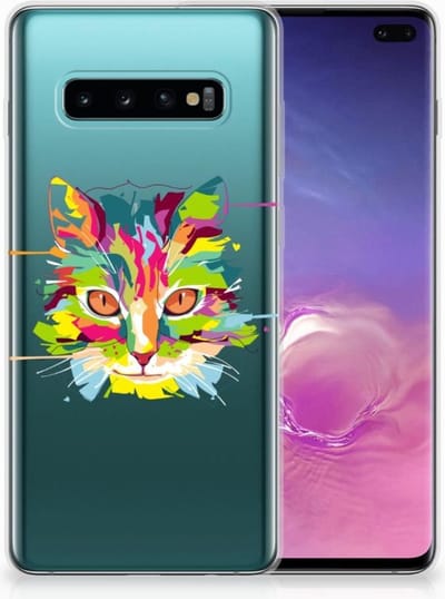 Samsung Galaxy S10 Plus Telefoonhoesje met Naam Cat Color