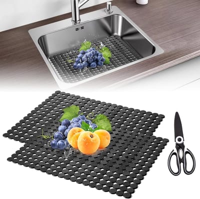 Dailygoods- Keukenspoelbakmat - 2 Stuks - Siliconen - Decoratieve Gootsteenmat - Milieuvriendelijk - Aanpasbaar - Bescherming voor Servies - Afdruipmat