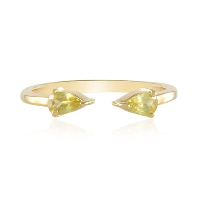 Cavill - Zilveren Ring met 2 Peervormige Sfeenkristallen 0,41 ct - 925 Sterling Zilver Verguld - Elegante Madagasker Edelstenen - Stijlvolle Sieraden