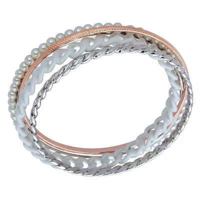Behave - Armbandenset parels zilverkleur roségoud - feestelijke look