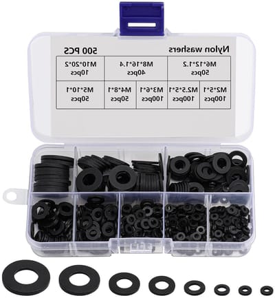 500 Stuks Plastic en Rubber Ringen, Zwarte Platte Ringen voor Industriële Bevestiging en Mechanische Toepassingen, M2 tot M10